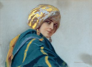 Menina em um xale, c.1920 de Piotr Stachiewicz