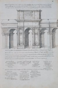 Arco de Cláudio em Roma, desenho, das Antiguidades Romanas, de Pirro Ligório (1513-1583)