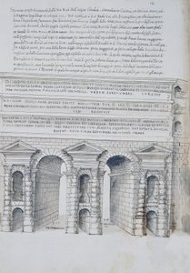 Porta Maggiore em Roma, desenho, das Antiguidades Romanas, de Pirro Ligorio (1513-1583)
