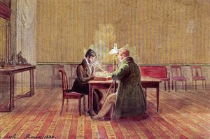 Adam Bernard Mickiewicz (1798-1855) jogando xadrez com um amigo, 1830 de Polish School
