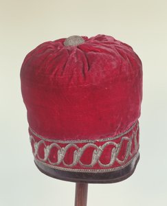 Tampão da igreja ortodoxa supostamente usado por Napoleão (1769-1821) durante a travessia do rio Berezyna em 1812 (veludo com fio de couro e prata) de Polish School