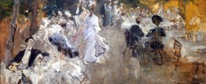 Restaurante ao ar livre. Pintura de Pompeo Mariani.