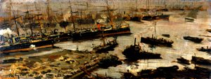 Porto de Génova, pintura de Mariani