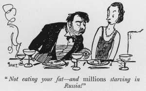 "Não comer a tua gordura, e milhões a morrer de fome na Rússia!" (litho) de Pont