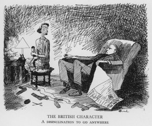 O personagem britânico, Uma relutância em ir a qualquer lugar (litho)