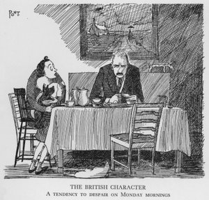 O personagem britânico, Uma tendência para o desespero nas manhãs de segunda-feira (litho) de Pont