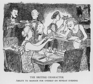 O Personagem Britânico, Capacidade de se desenrascar sozinho no domingo à noite (litho) de Pont