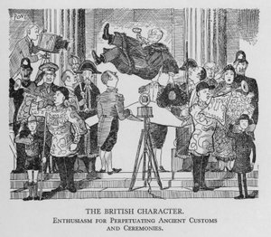 O caráter britânico; entusiasmo por perpetuar costumes e cerimônias antigas (litho) de Pont