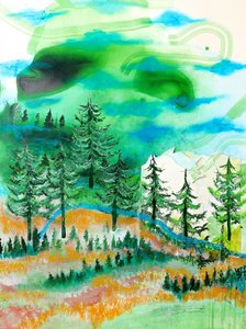 Floresta de Montanha Abstrata de Poonam Choudhary