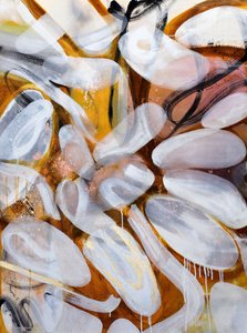 Formas abstratas fluidas e douradas