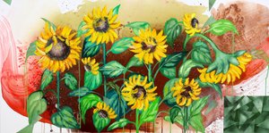 Campo de girassóis colorido de Poonam Choudhary