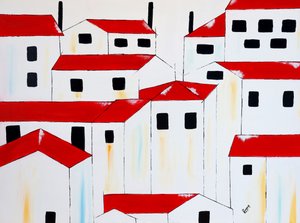 Casas Brancas com Telhados Vermelhos de Poonam Choudhary