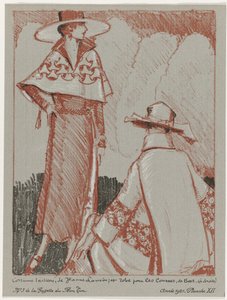 Gazette du Bon Ton, 1921 - Nº 3, Pl. XII: Terno sob medida, de Jeanne Lanvin; e vestido para compras, de Beer (título no objeto) de Porter Woodruff