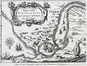 Um dos primeiros mapas do Estreito de Magalhães, de "O Romance do Rio da Prata", vol. Eu, por WH Koebel, 1914 de Portuguese School