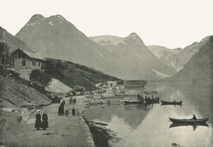 Mundal, no Fjaerlandsfjorden, Sogn, Noruega, 1895.