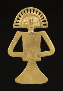 Pingente Figural, c.700-1000 (ouro) de Pre Columbian Pre Columbian