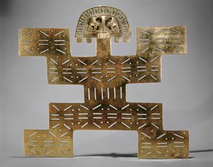 Cast Peitoral Tumbaga, de Huaca del Dragon, Caldas, Colômbia, estilo Tolima (ouro)
