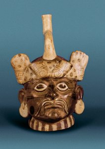 Civilização pré-colombiana: vaso de cerâmica com retrato, Do Peru de Pre Columbian Pre Columbian