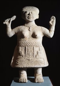 Arte pré-colombiana, civilização Totonac: estatueta de armas pré-estresse no ar do século 6-9 depois de JC From El Tajin (pedra) de Pre Columbian Pre Columbian