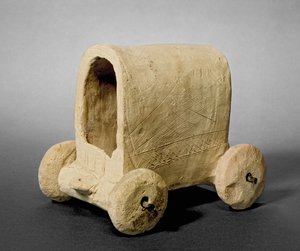 Modelo de um vagão coberto, dito ser de Hammam perto de Carquemis (Jerablus) Síria, c.2400-2300 aC (terracota) de Prehistoric