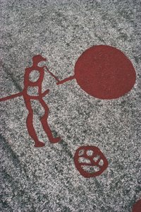 Gravuras rupestres de Tanum (Tanumshede), em grande plano de Prehistoric Prehistoric