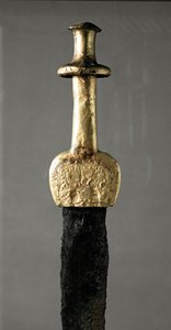 Espada de Guadalajara (Espanha), detalhe do cabo de ouro, período pré-histórico de Prehistoric Prehistoric