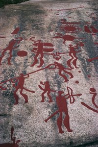 Suécia, Condado de Vastra Gotaland, Norte de Bohuslan, Tanum (Tanumshede), gravuras rupestres de Prehistoric Prehistoric