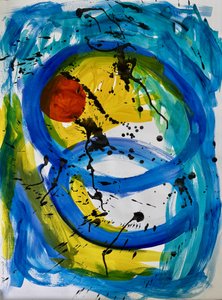 Abstrato Dinâmico em Azul e Amarelo de Preston Harmon