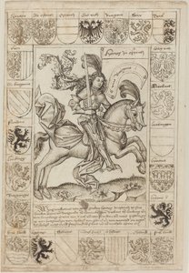 Maximiliano, Duque da Áustria, a cavalo de Primary Master of the Strassburg Chronicle