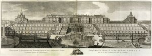 Vista do grande palácio de Peterhof, 1761 de Prokofy Artemyevich Artemyev