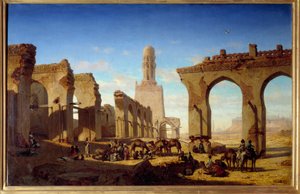 Ruínas da Mesquita do Califa Al Hakim no Cairo Pintura de Prosper Marilhat (1811-1847) Sol do século XIX. 0,84x1,3 m