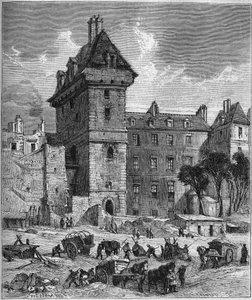 Vista da Torre de Jean Sem Medo (século XV), último vestígio do Hotel de Burgundy. Paris de Provost Provost