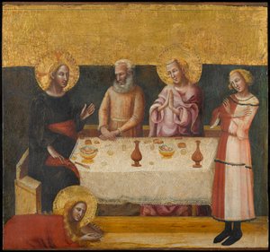 Maria Madalena Lavando os Pés de Cristo, circa 1325-1330 (tempera e folha de ouro no painel) de Pseudo Jacopino di Francesco