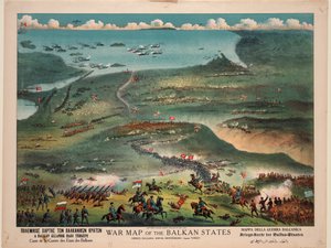 Mapa de guerra dos Estados Balcânicos de Publisher Joseph Koehler New York