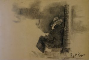sketch, Narcís Puget Riquer, desenho a carvão, museu Puget, casa nobre de Can LLaudis , Dalt Vila, Ibiza, ilhas Baleares, Espanha