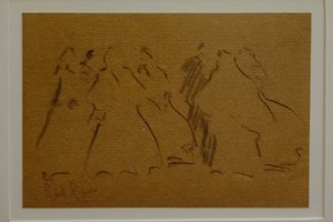 esboço de figuras femininas, Narcís Puget Riquer, desenho a carvão, museu Puget, casa nobre de Can LLaudis , Dalt Vila, Ibiza, ilhas Baleares, Espanha