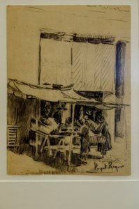 a praça, Narcís Puget Riquer, desenho a carvão, museu Puget, casa nobre de Can LLaudis , Dalt Vila, Ibiza, ilhas Baleares, Espanha