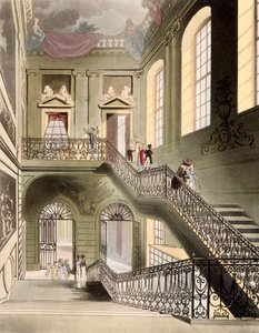 Hall and Staircase no British Museum, de &39;Microcosm of London&39; publicado por R. Ackermann 1808 de Pugin and Rowlandson
