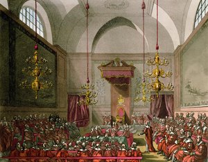 Câmara dos Lordes do "Microcosmo de Londres" de Ackermann de Pugin and Rowlandson