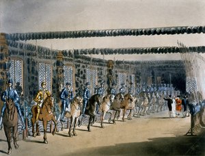 The Horse Armor Tower, impressão feita por R. Ackerman, 1809 de Pugin and Rowlandson