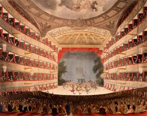 The Opera House, Londres, do "Repository of Arts" de Ackermann, 1809 (aquatinta colorida à mão) de Pugin and Rowlandson