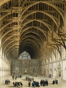 Westminster Hall, gravado por J. Bluck (fl.1791-1831) pub. por R. Ackermann, 1809 (aquatinta colorida) de Pugin and Rowlandson