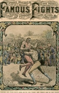 O pegou com os dois braços em volta da cintura e o jogou no palco, c1890-c1909.