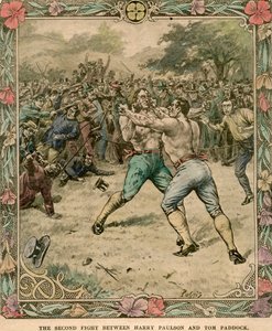 A segunda luta entre Harry Paulson e Tom Paddock, 1851 final do século XIX ou início do século XX.