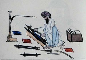 Book-Binder, c.1890 (aquarela sobre papel) de Punjabi School