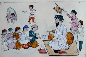 Escola Indígena, c.1890 (aquarela sobre papel) de Punjabi School