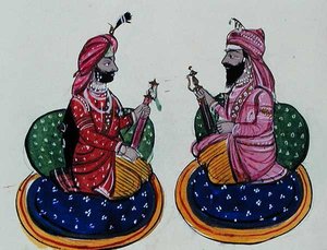 Maharaja Kharak Singh e Maharaja Nau Nihal Singh, c.1890 (aguarela sobre papel)