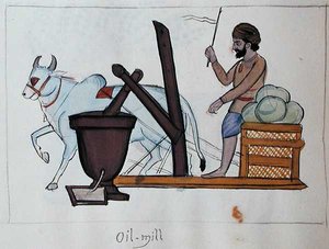 Fábrica de óleo, c.1890 (aguarela sobre papel) de Punjabi School