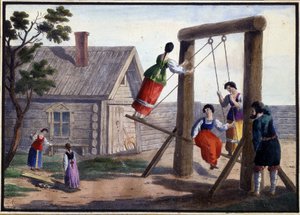 Diversões de países. Pintura de Pyotr Alexandrovich Alexandrov (1794-?). Aguarela e tinta sobre papel de Pyotr Alexandrovich Alexandrov