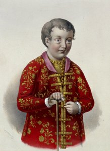 Grão-Duque Simeon Alexeievich (1665-1669) da Rússia (Tsarevich Simeon Alexeevich da Rússia). Obra de Pyotr Fyodorovich Borel (1829-1898), litografia por volta de 1860. Arte russa do século XIX, neo classicismo. Biblioteca Estatal Russa, Moscou. de Pyotr Fyodorovich Borel